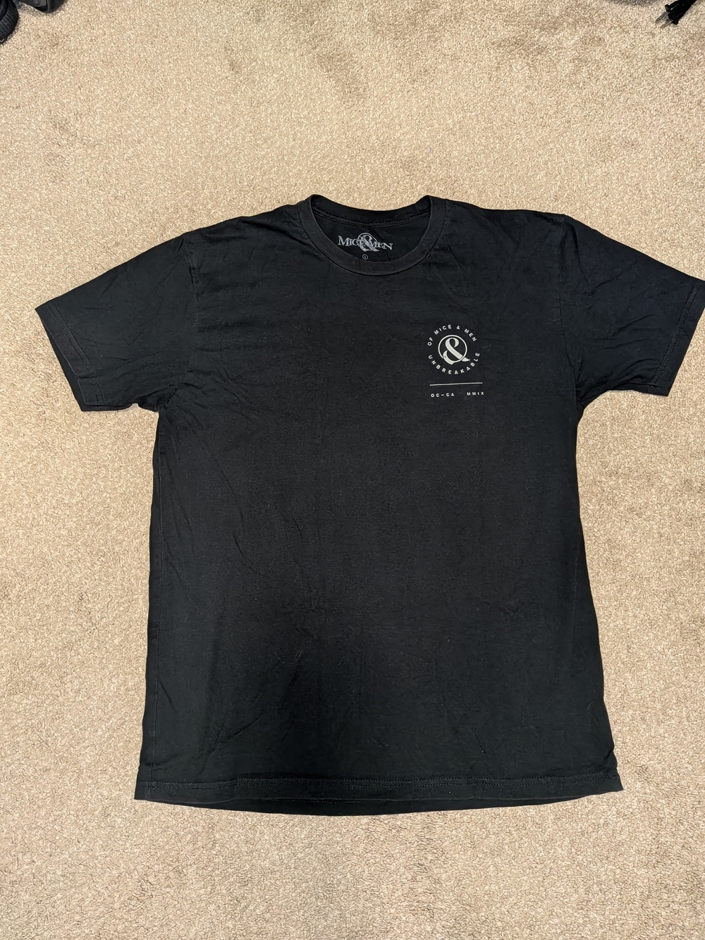Of Mice & Men Band Shirt Black Short Sleeve Crewneck Tee with Chest Logo